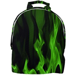 Smoke Flame Abstract Green Mini Full Print Backpack by HermanTelo