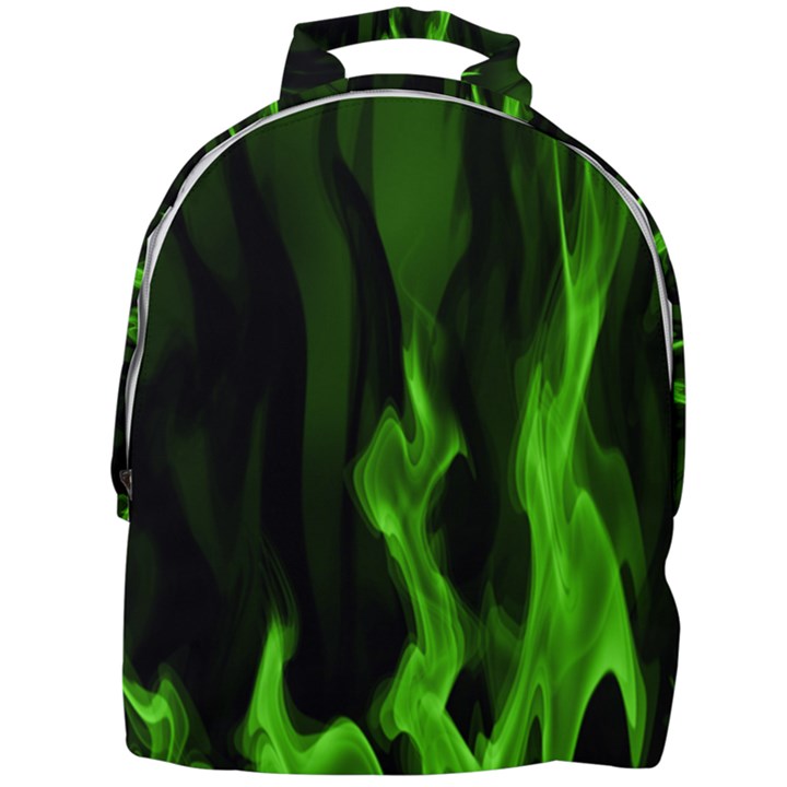 Smoke Flame Abstract Green Mini Full Print Backpack