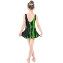 Smoke Flame Abstract Green Kids  Skater Dress Swimsuit View2