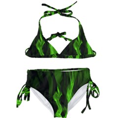 Smoke Flame Abstract Green Kids  Classic Bikini Set by HermanTelo