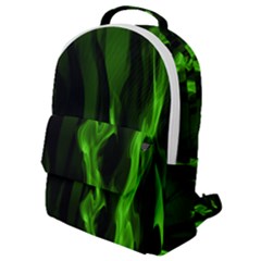 Smoke Flame Abstract Green Flap Pocket Backpack (small) by HermanTelo