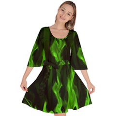 Smoke Flame Abstract Green Velour Kimono Dress by HermanTelo