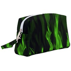 Smoke Flame Abstract Green Wristlet Pouch Bag (large)