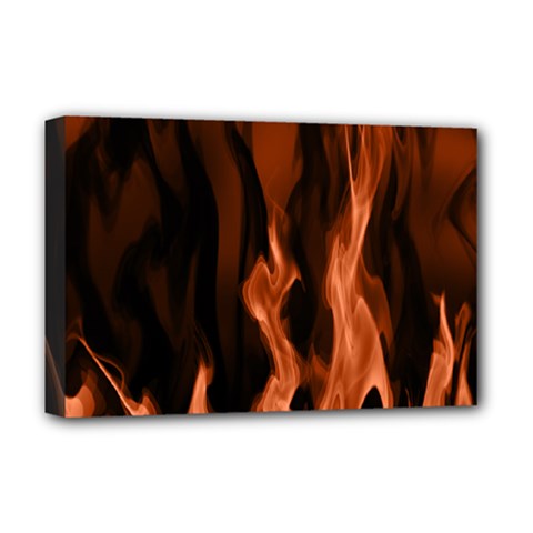 Smoke Flame Abstract Orange Red Deluxe Canvas 18  X 12  (stretched)