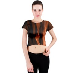 Smoke Flame Abstract Orange Red Crew Neck Crop Top