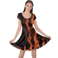 Smoke Flame Abstract Orange Red Cap Sleeve Dress