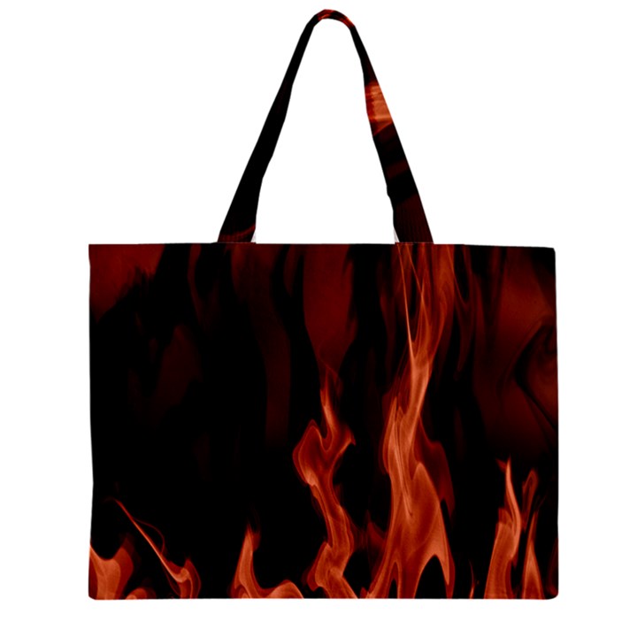 Smoke Flame Abstract Orange Red Zipper Mini Tote Bag