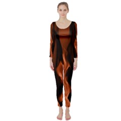 Smoke Flame Abstract Orange Red Long Sleeve Catsuit