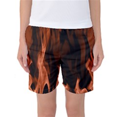 Smoke Flame Abstract Orange Red Women s Basketball Shorts