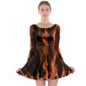 Smoke Flame Abstract Orange Red Long Sleeve Skater Dress View1