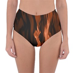 Smoke Flame Abstract Orange Red Reversible High-waist Bikini Bottoms