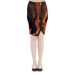 Smoke Flame Abstract Orange Red Midi Wrap Pencil Skirt by HermanTelo