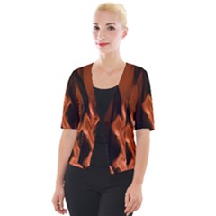 Smoke Flame Abstract Orange Red Cropped Button Cardigan