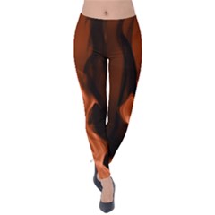 Smoke Flame Abstract Orange Red Velvet Leggings