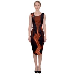 Smoke Flame Abstract Orange Red Sleeveless Pencil Dress by HermanTelo