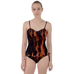 Smoke Flame Abstract Orange Red Sweetheart Tankini Set