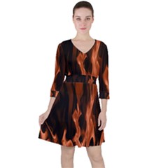 Smoke Flame Abstract Orange Red Ruffle Dress