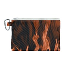 Smoke Flame Abstract Orange Red Canvas Cosmetic Bag (medium)