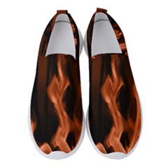 Smoke Flame Abstract Orange Red Women s Slip On Sneakers