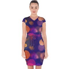 Seamless Pattern Design Tiling Capsleeve Drawstring Dress 