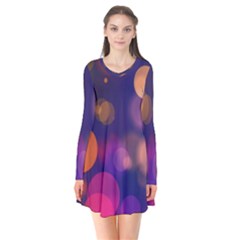 Seamless Pattern Design Tiling Long Sleeve V-neck Flare Dress