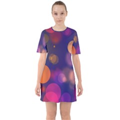 Seamless Pattern Design Tiling Sixties Short Sleeve Mini Dress