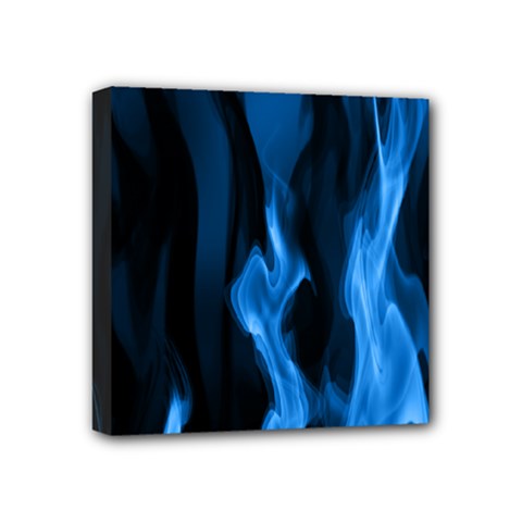 Smoke Flame Abstract Blue Mini Canvas 4  X 4  (stretched)