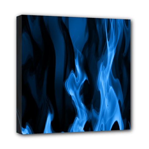 Smoke Flame Abstract Blue Mini Canvas 8  X 8  (stretched)