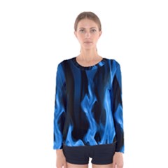 Smoke Flame Abstract Blue Women s Long Sleeve Tee