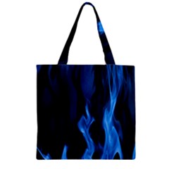 Smoke Flame Abstract Blue Zipper Grocery Tote Bag