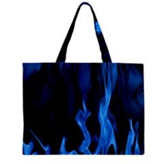 Smoke Flame Abstract Blue Zipper Mini Tote Bag