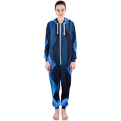 Smoke Flame Abstract Blue Hooded Jumpsuit (ladies) 