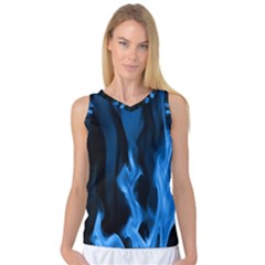 Smoke Flame Abstract Blue Women s Basketball Tank Top