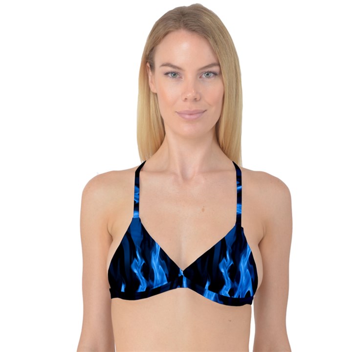 Smoke Flame Abstract Blue Reversible Tri Bikini Top