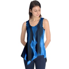 Smoke Flame Abstract Blue Sleeveless Tunic