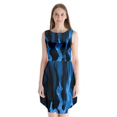 Smoke Flame Abstract Blue Sleeveless Chiffon Dress  