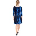 Smoke Flame Abstract Blue Quarter Sleeve Front Wrap Dress View2