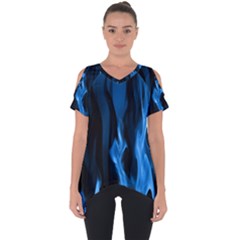 Smoke Flame Abstract Blue Cut Out Side Drop Tee by HermanTelo