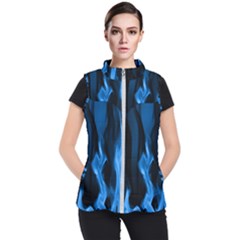 Smoke Flame Abstract Blue Women s Puffer Vest