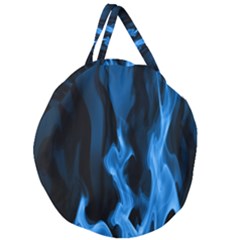 Smoke Flame Abstract Blue Giant Round Zipper Tote