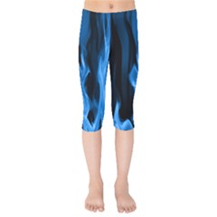 Smoke Flame Abstract Blue Kids  Capri Leggings 