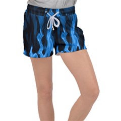 Smoke Flame Abstract Blue Women s Velour Lounge Shorts