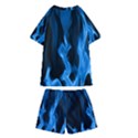 Smoke Flame Abstract Blue Kids  Swim Tee and Shorts Set View2