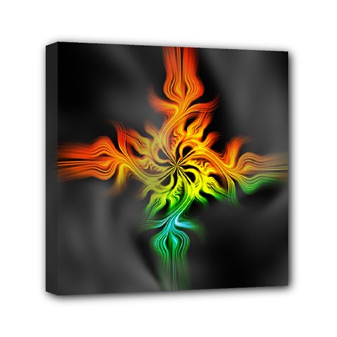 Smoke Rainbow Abstract Fractal Mini Canvas 6  X 6  (stretched)