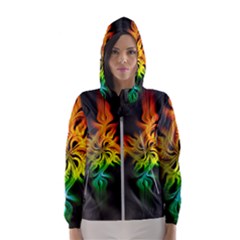 Smoke Rainbow Abstract Fractal Women s Hooded Windbreaker by HermanTelo