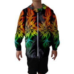 Smoke Rainbow Abstract Fractal Kids  Hooded Windbreaker