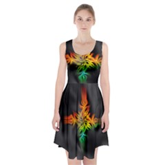 Smoke Rainbow Abstract Fractal Racerback Midi Dress