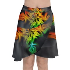 Smoke Rainbow Abstract Fractal Chiffon Wrap Front Skirt