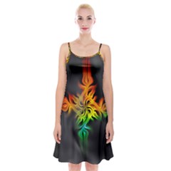 Smoke Rainbow Abstract Fractal Spaghetti Strap Velvet Dress