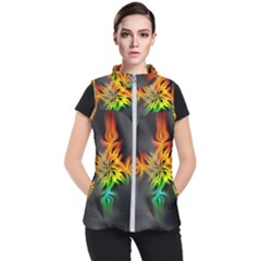 Smoke Rainbow Abstract Fractal Women s Puffer Vest